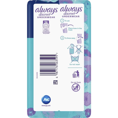 Always Discreet Incontinence Underwear Super Night Pant L 8 Pack