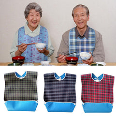 Waterproof Old People Meal Eating Drinking Bib Protector Disability Aid Apron Bottom Pocket Can Hold the Leaked Food or Drink