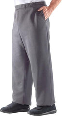 Mens Side Opening Arthritic Fleece Pants with Adjustable - Grey LGE