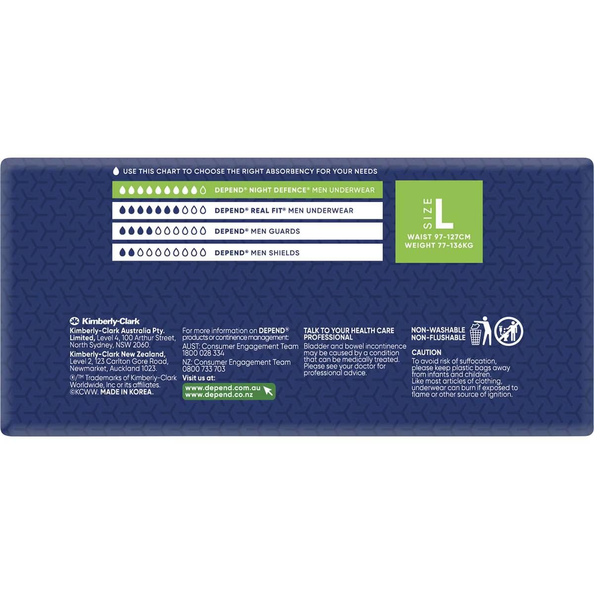Depend Real Fit Night Defence Incontinence Underwear Men L (8 Pack)