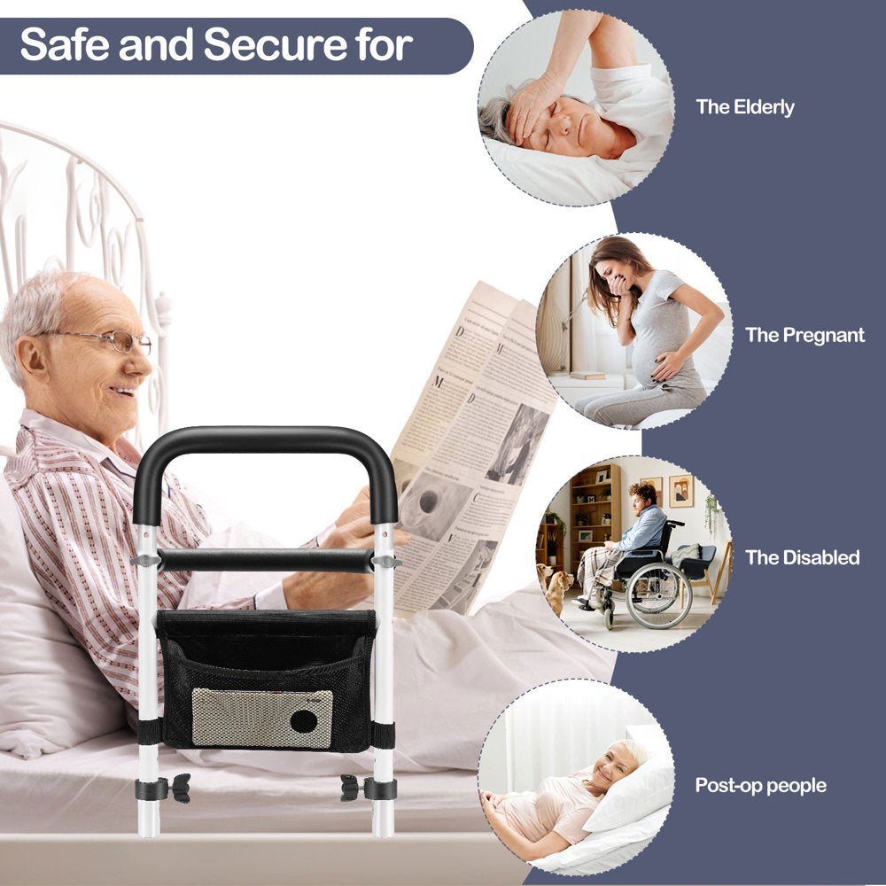 Bed Rails for Elderly Adults Seniors Safety Bed Rail with Handle Fall Prevention Metal Rail