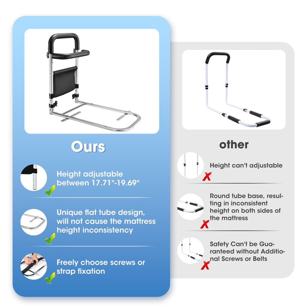 Bed Rails for Elderly Adults Seniors Safety Bed Rail with Handle Fall Prevention Metal Rail