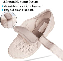Womens Wide Width Shoes Adjustable Strap Sneakers for Elderly Diabetic Plantar Fasciitis Swollen Feet
