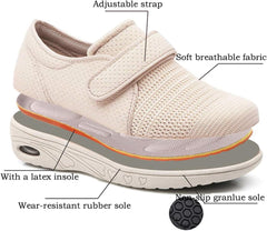Womens Wide Width Shoes Adjustable Strap Sneakers for Elderly Diabetic Plantar Fasciitis Swollen Feet