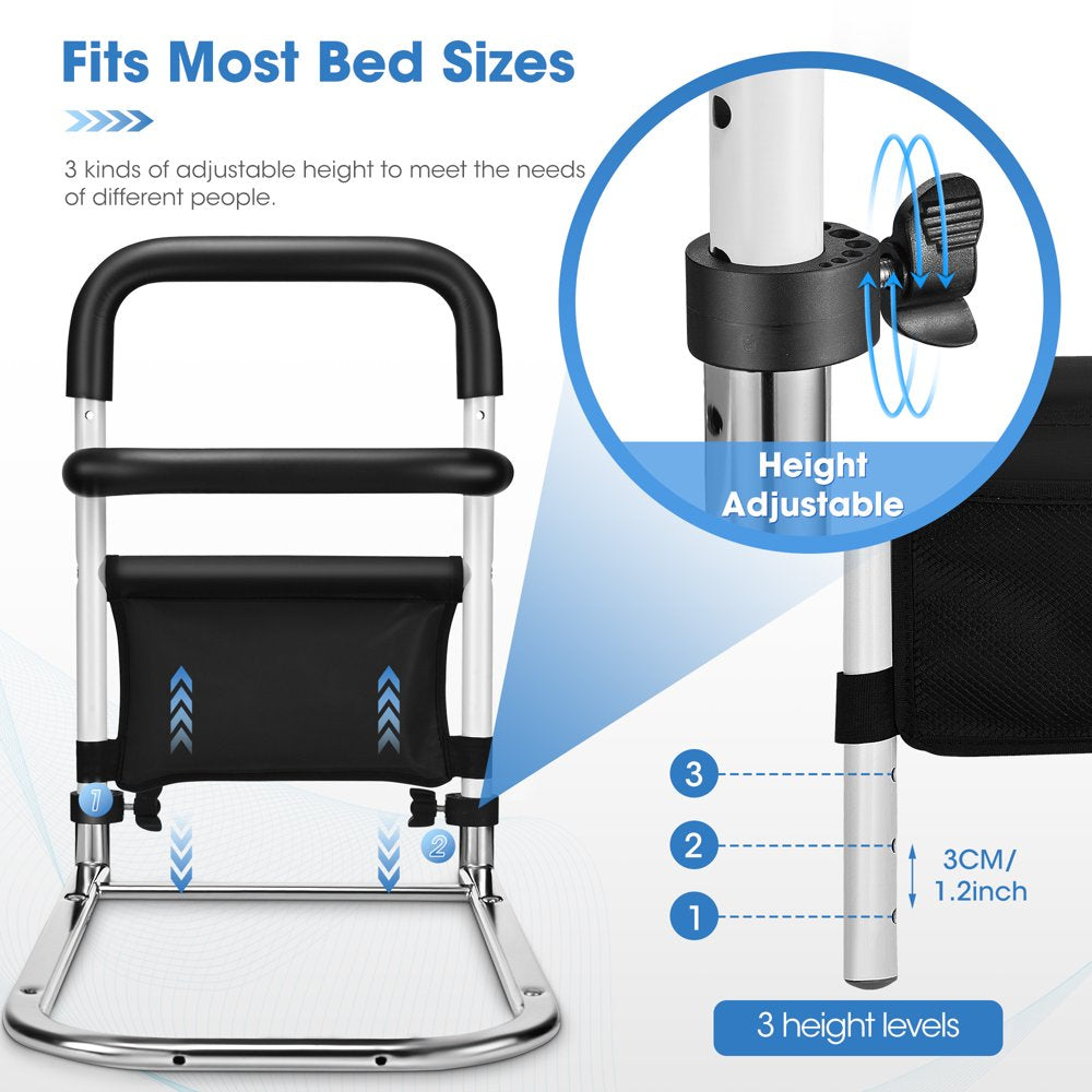 Bed Rails for Elderly Adults Seniors Safety Bed Rail with Handle Fall Prevention Metal Rail