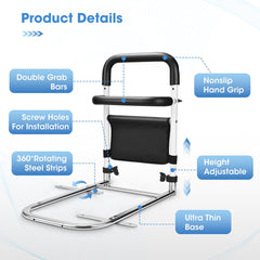 Bed Rails for Elderly Adults Seniors Safety Bed Rail with Handle Fall Prevention Metal Rail
