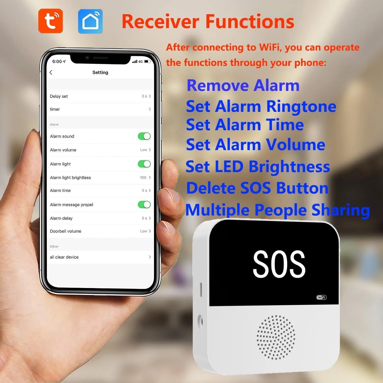 Sos Call System Wireless Wifi Elderly Caregiver Pager SOS Call Button Emergency SOS Me ...