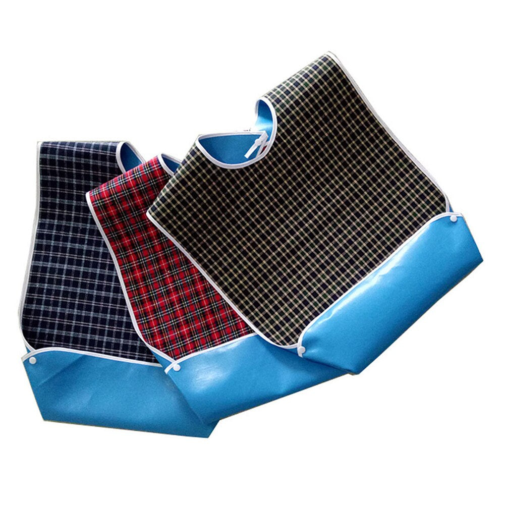 Waterproof Old People Meal Eating Drinking Bib Protector Disability Aid Apron Bottom Pocket Can Hold the Leaked Food or Drink
